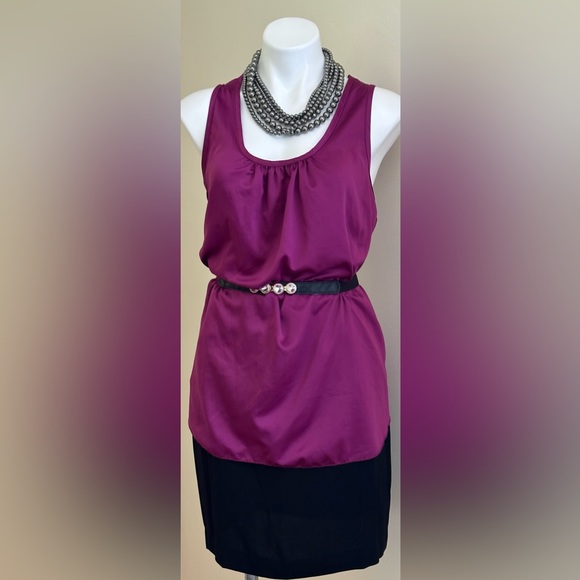 R. Marks New York Pink/Purple Delicate Satin Sleeveless Blouse Bow/Cut Out Sz.1X - Picture 5 of 13